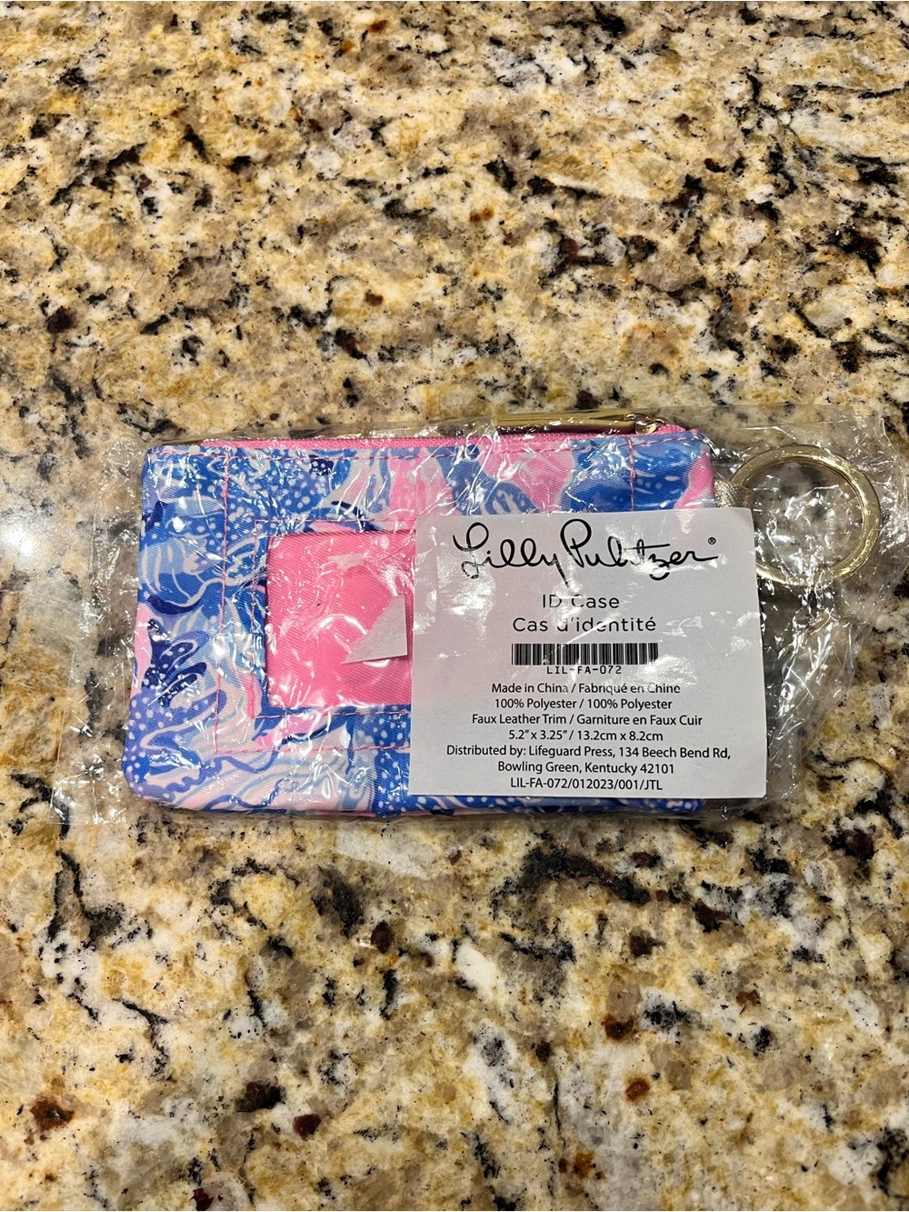 Lilly Pulitzer Pink and Blue Floral ID Case with Keyring